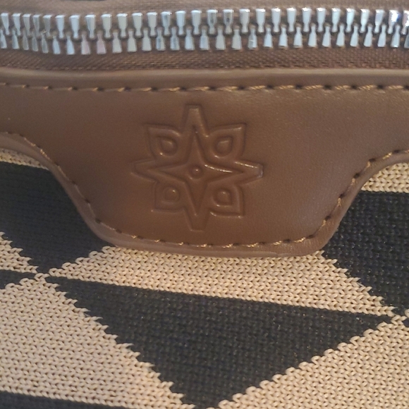 Geometric Patterned Brown and Black Belt Bag - Picture 2 of 8